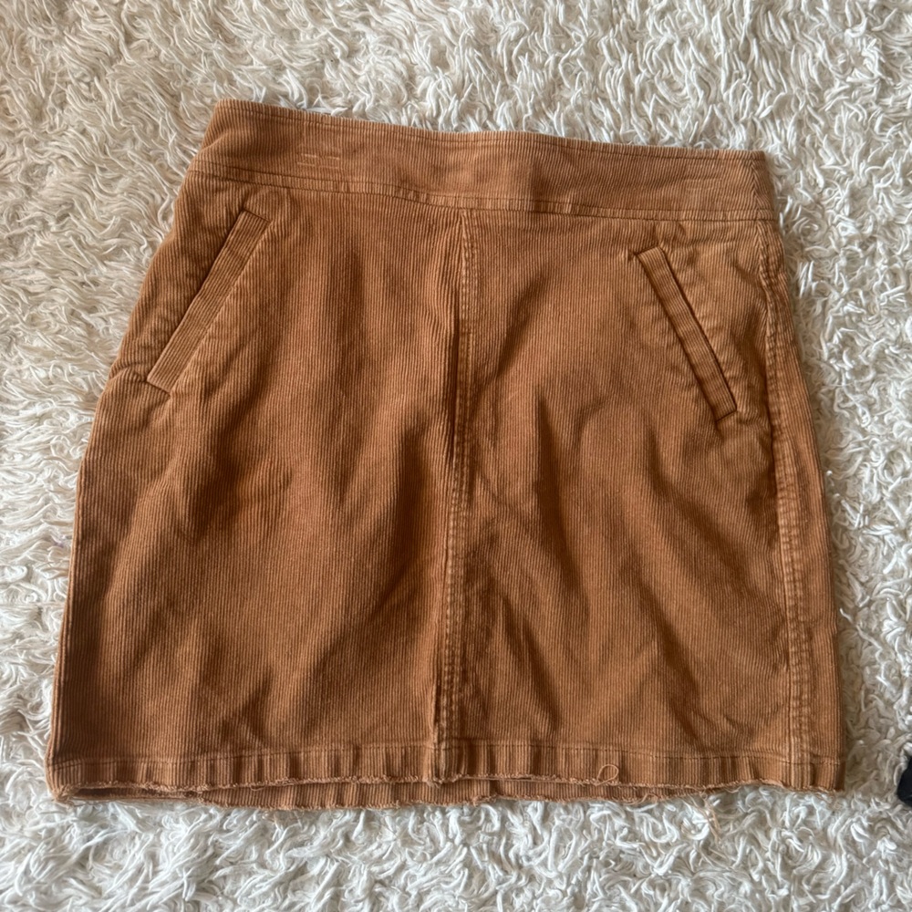 Stylish Tan Corduroy Mini Skirt
